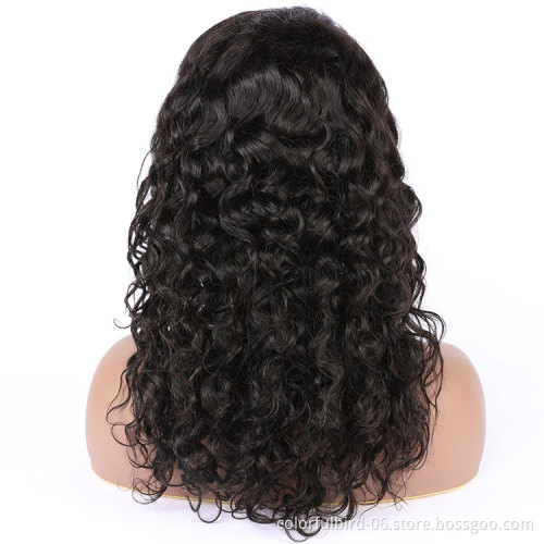 Top quality raw 100% human hair 13*4 full lace wig hair vendor transparent hd lace human hair wigs water wave